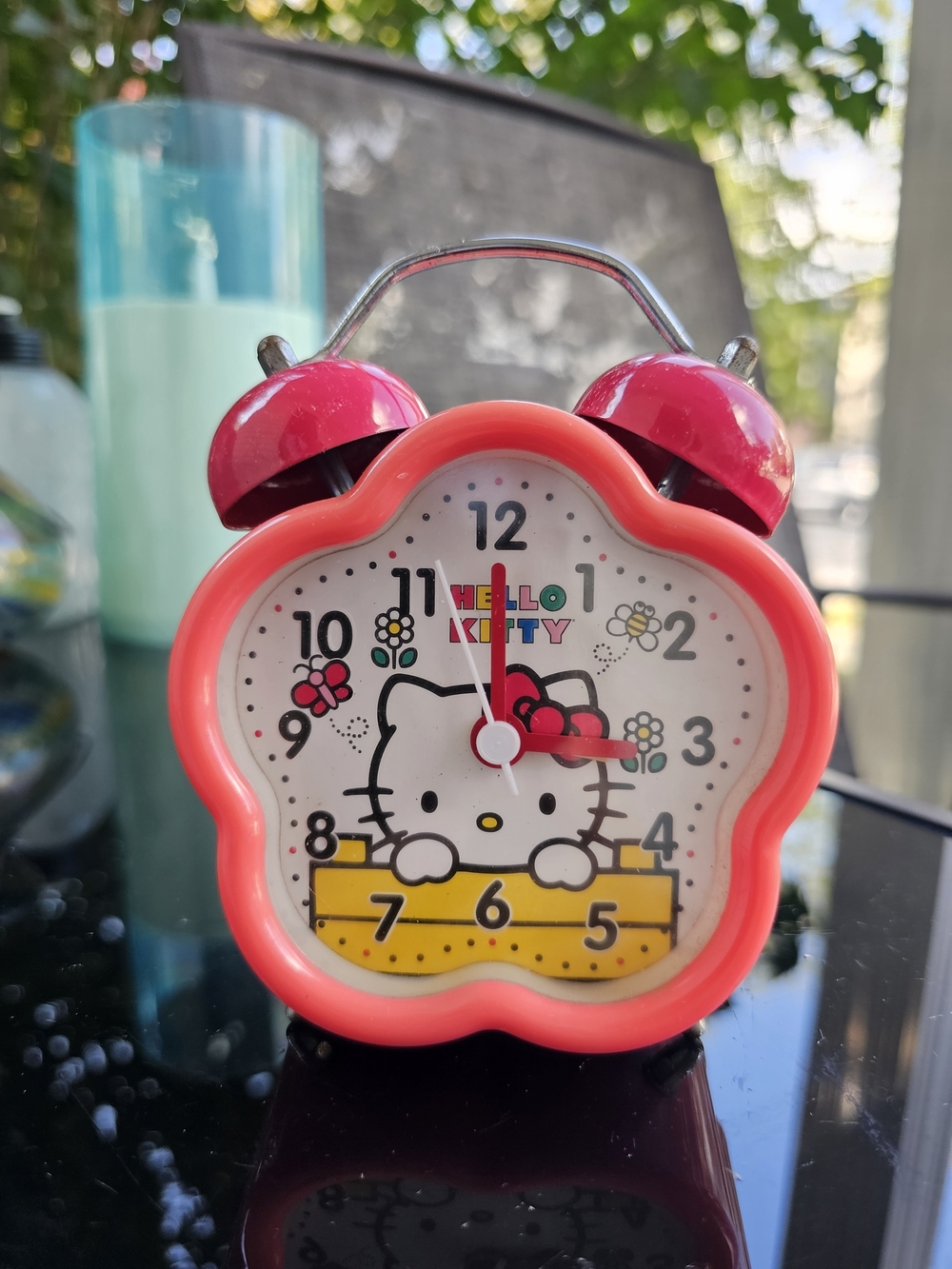 Hello Kitty Pink Flower Twin Bell Alarm Clock 2011 Sanrio Collectible Retro